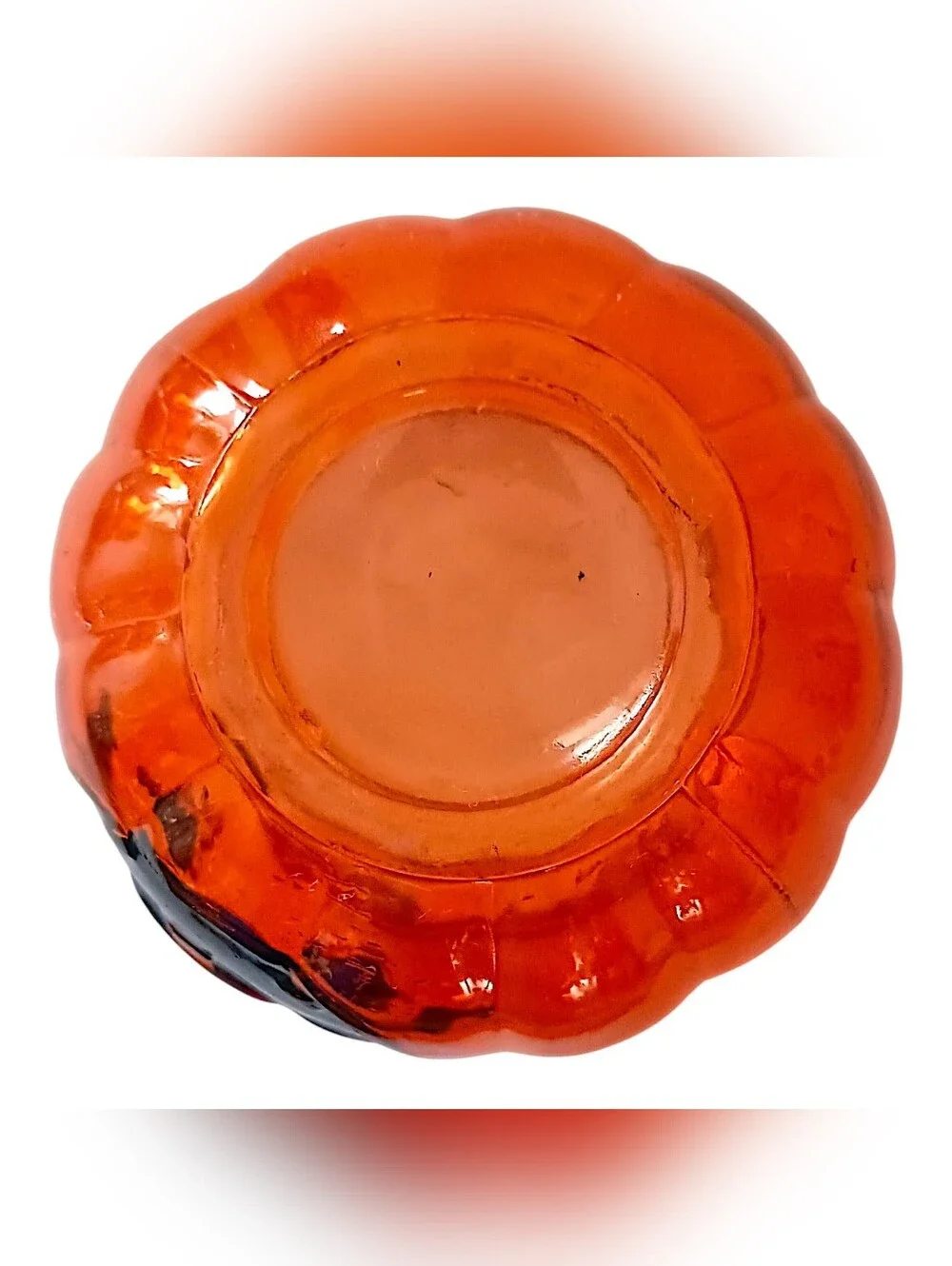Mini Orange Glass Pumpkin Candle Holder Jack O Lantern Tealight Votive Halloween